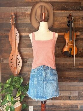 Gingham Square-Neck Tank Top